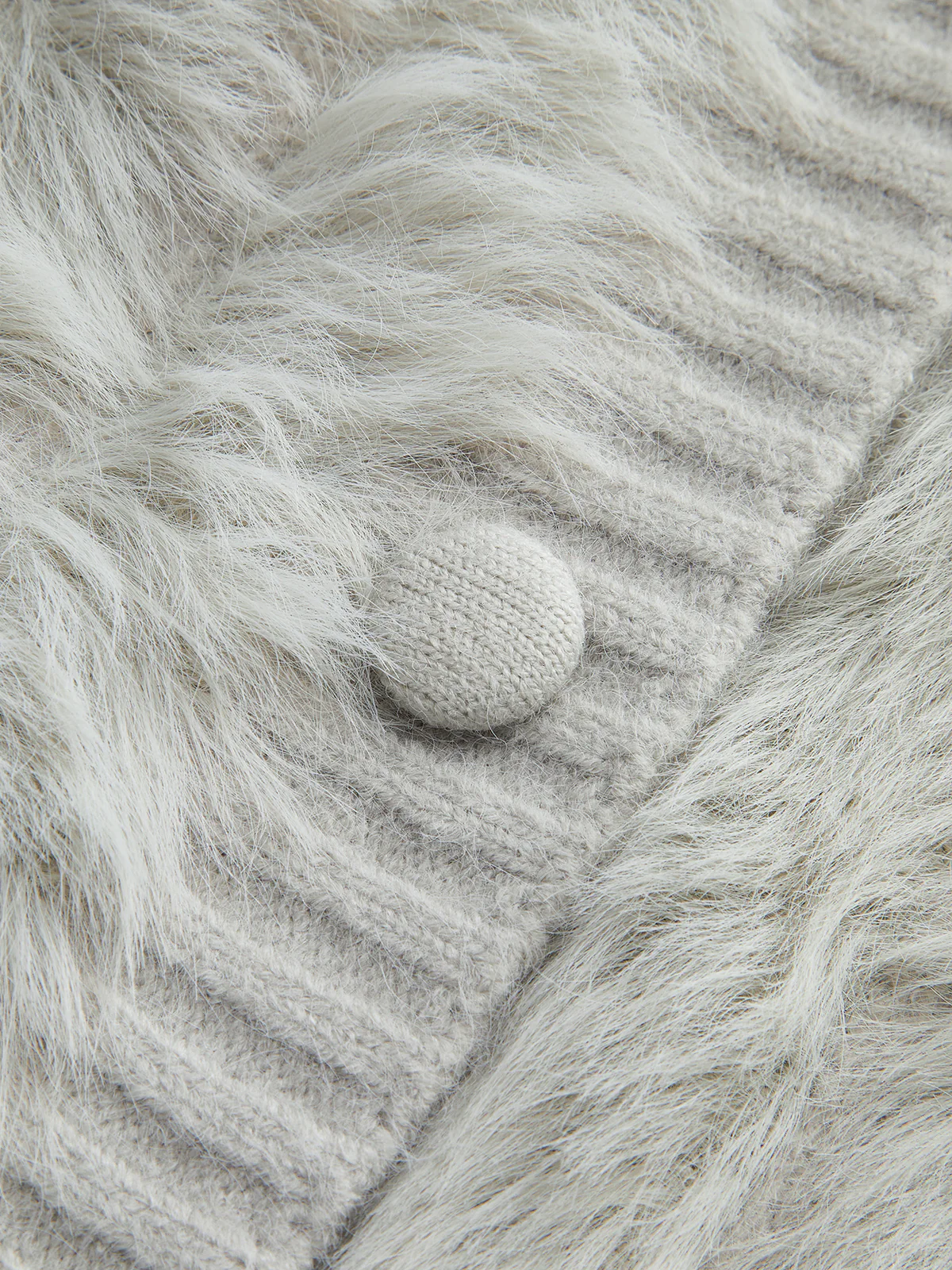 PU-Collar High Stretch Fuzzy Cardigan - Takermore