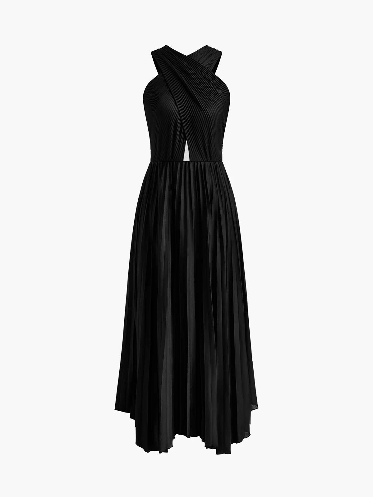 Criss Cross Pleated Long Dress - Takermore