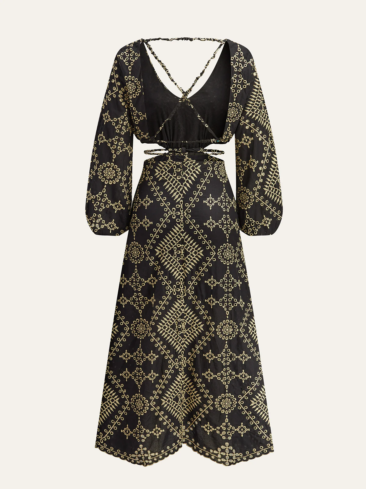 Embroidered Cut-out Maxi Dress - Takermore