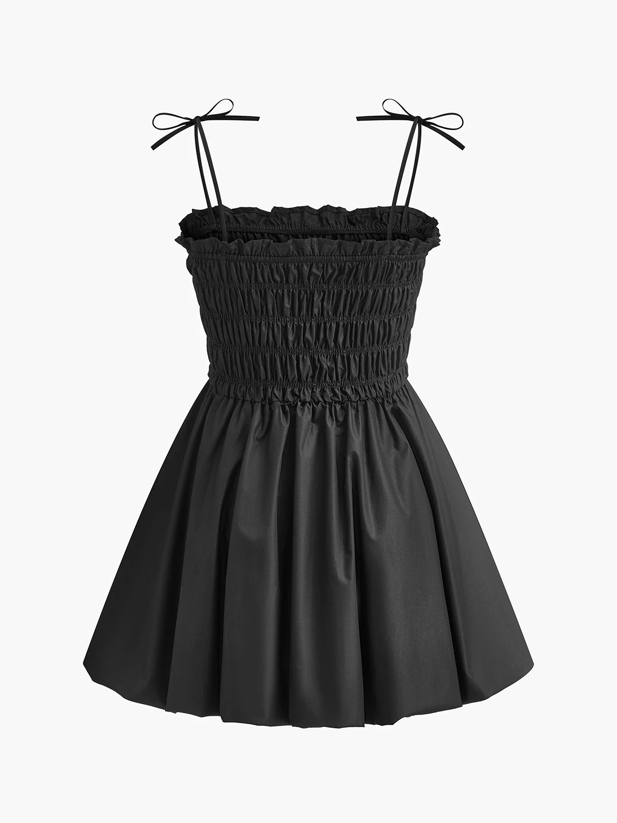 Shirred Tie-Strap Dress - Takermore