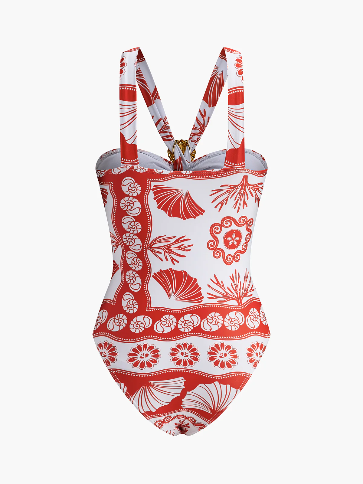 Metal Detail Print One-Piece Swimsuit - Takermore