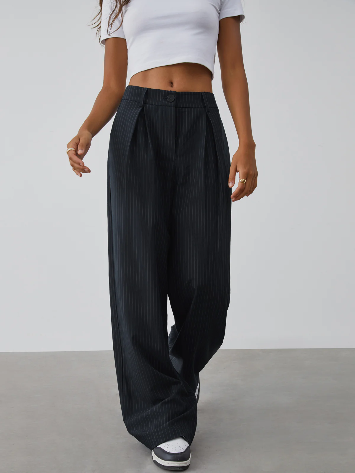 Shock Value Pinstripe Wide Leg Dress Pants - Takermore