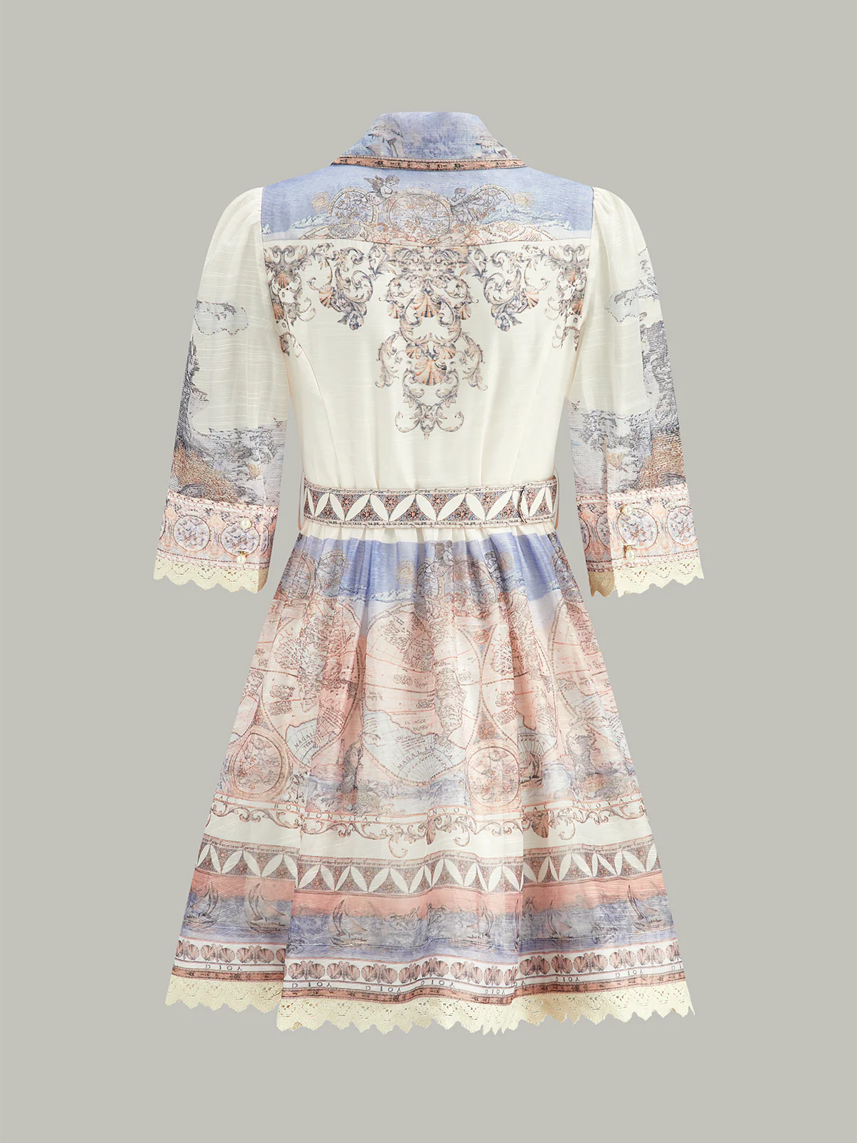 Semi-Sheer Buttoned Dress With Belt - Takermore