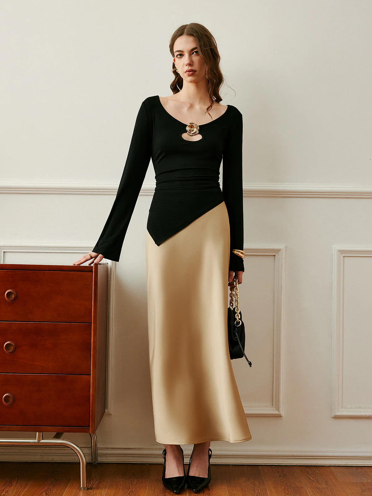 Satin High-Waist Skirt - Takermore