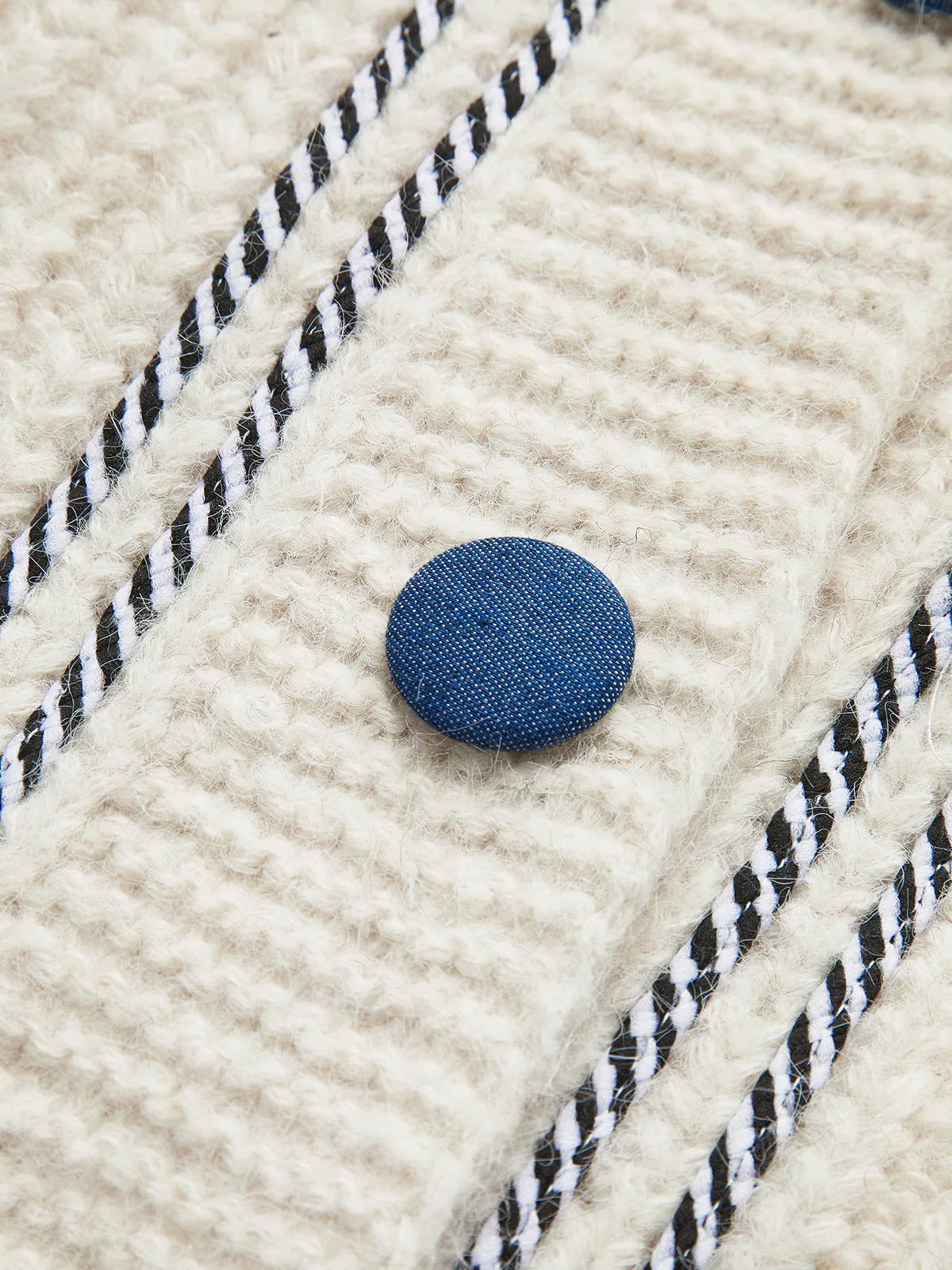 Contrast Binding V-Neck Pockets Cardigan - Takermore