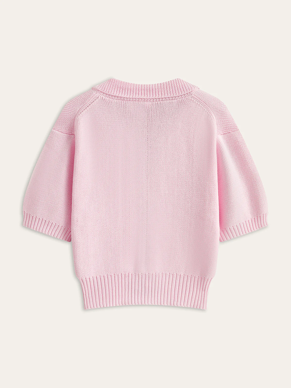 Short-Sleeved Knit Top with Bow Detail - Takermore