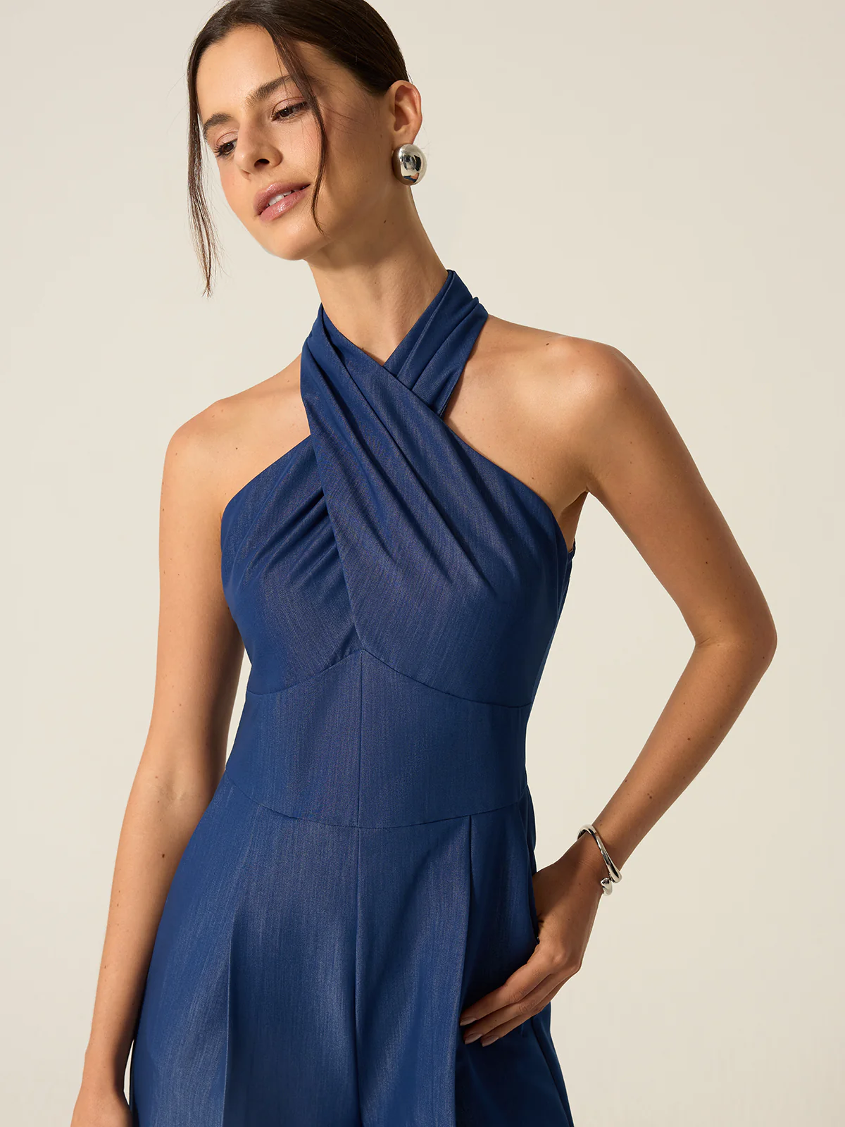 Pocketed Halter Wide-Leg Jumpsuit - Takermore