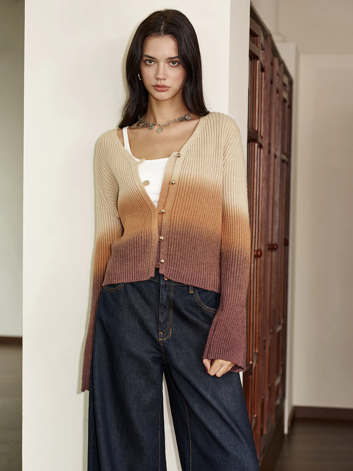 Romance Ombre Button Cardigan - Takermore