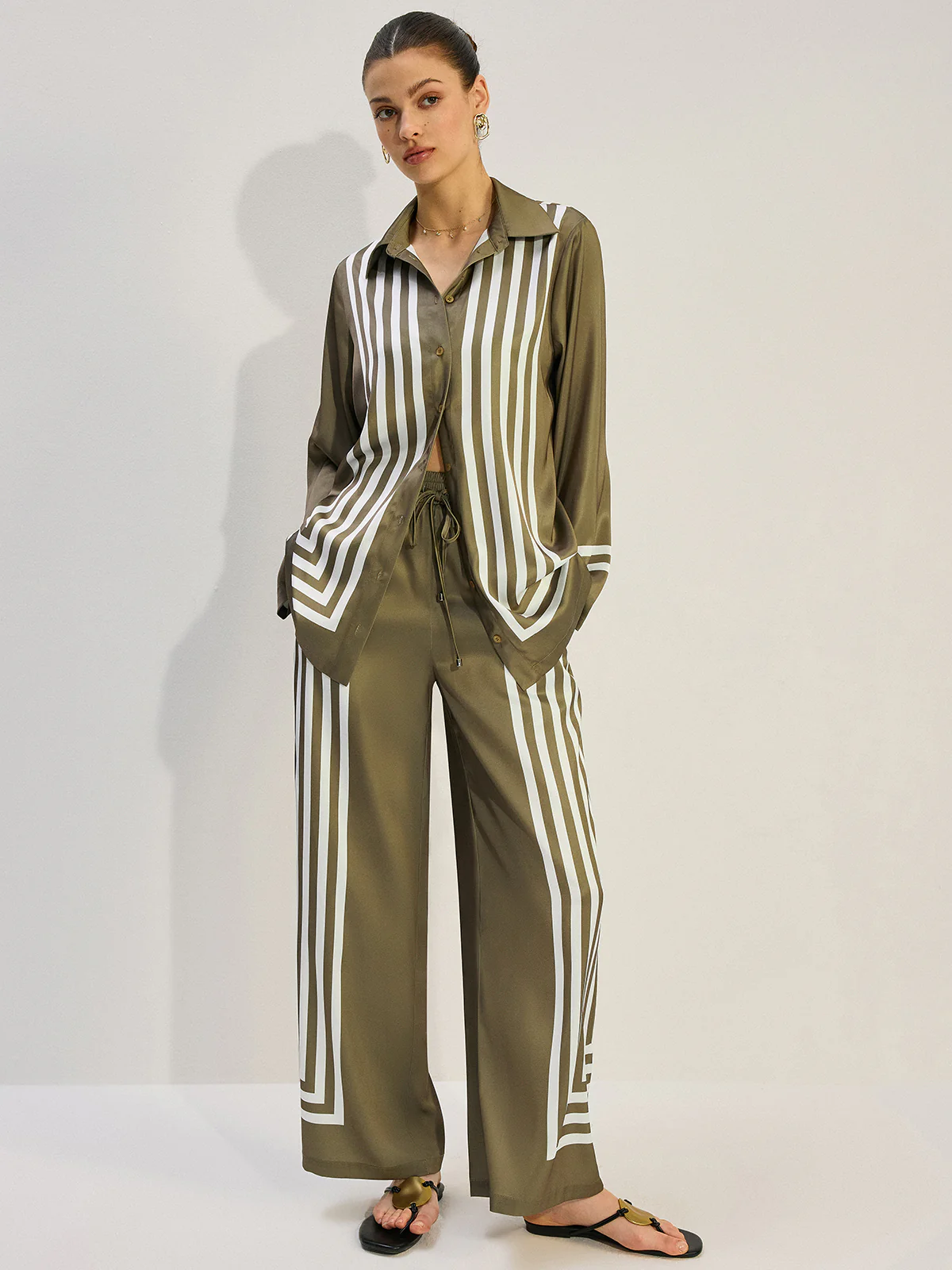 Striped Satin Shirt - Takermore