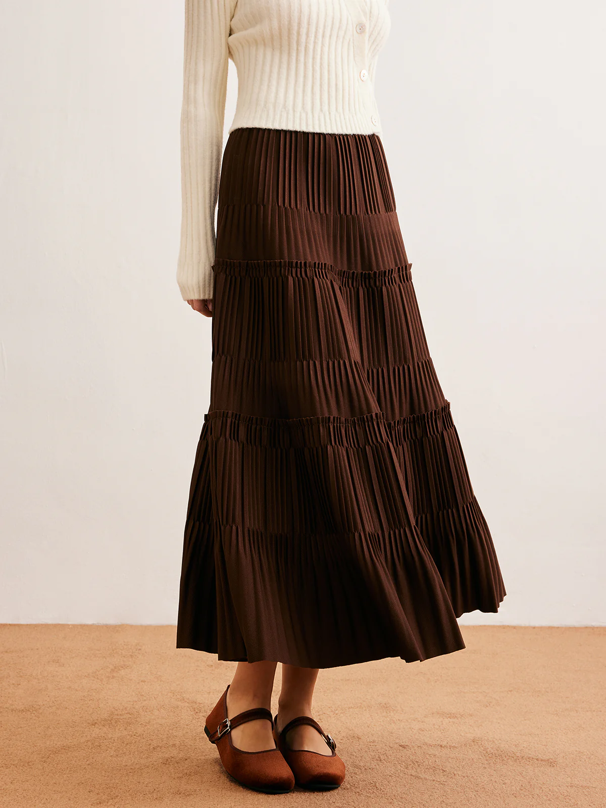 Lettuce Trim Pleated Skirt - Takermore