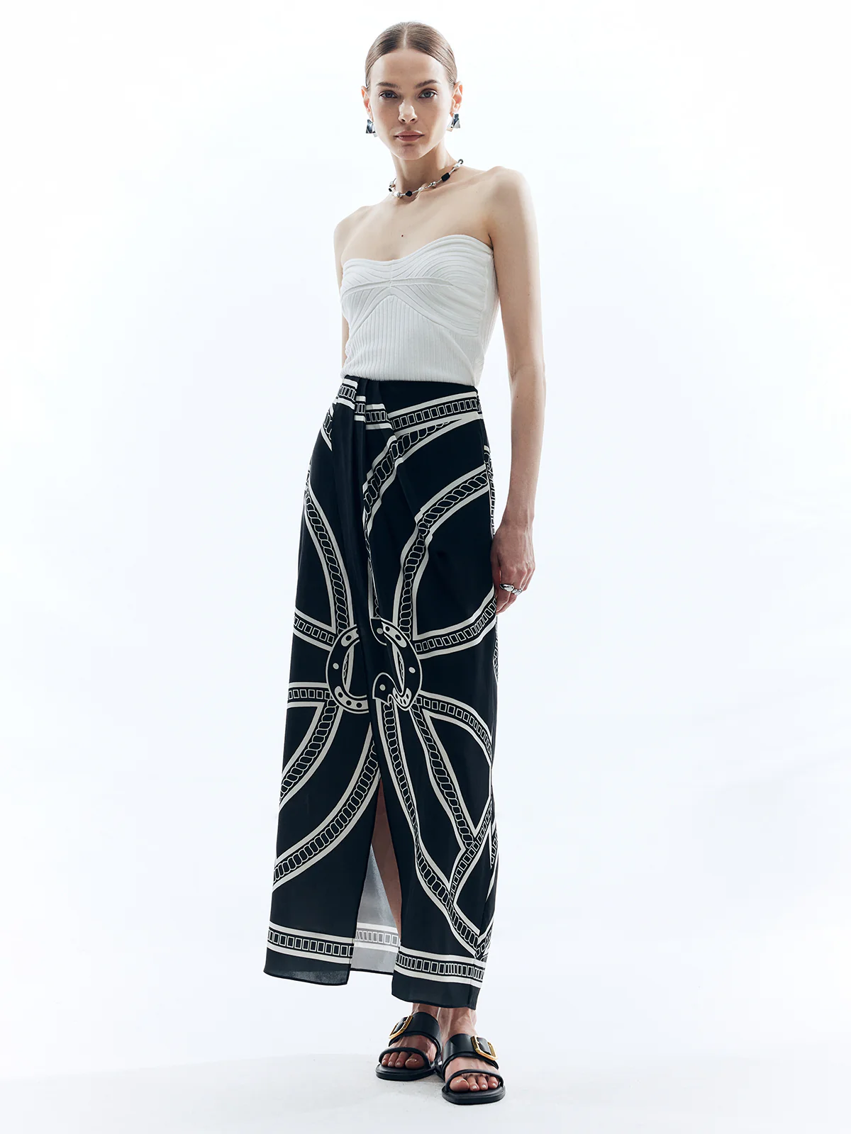 Print Split Vintage Skirt - Takermore