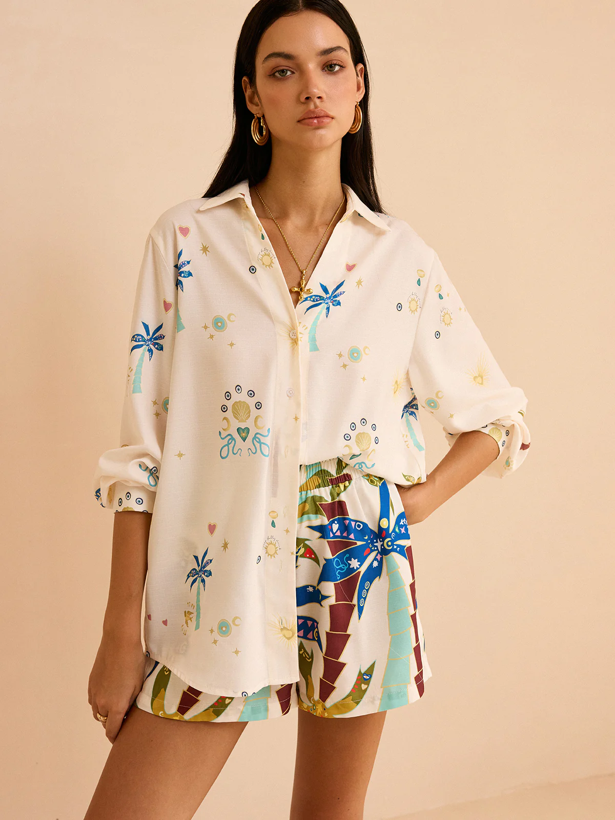 Tropical Print Shorts Set - Takermore