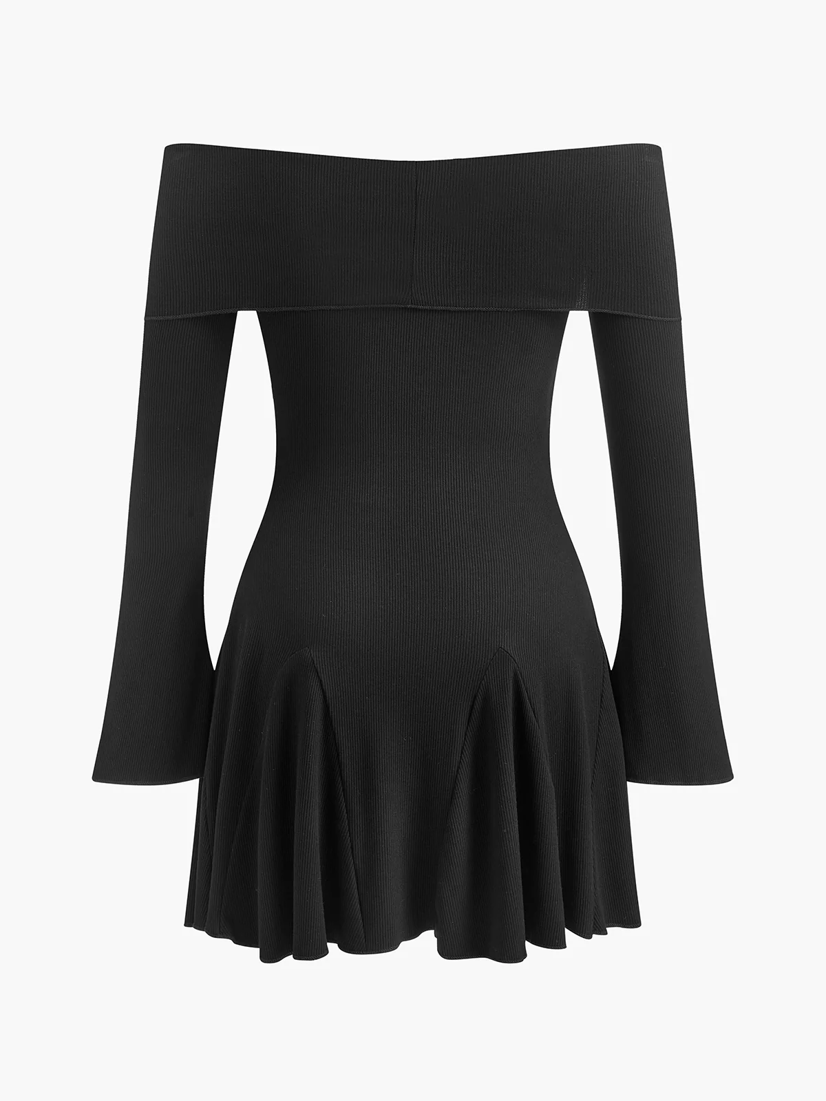 Off-Shoulder Flowy Knit Dress - Takermore