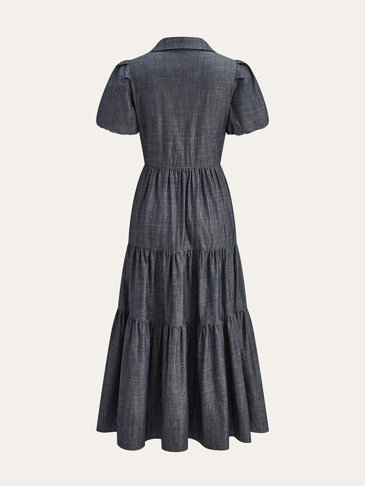 Puff Sleeve Tiered Button-Front maxi Dress - Takermore