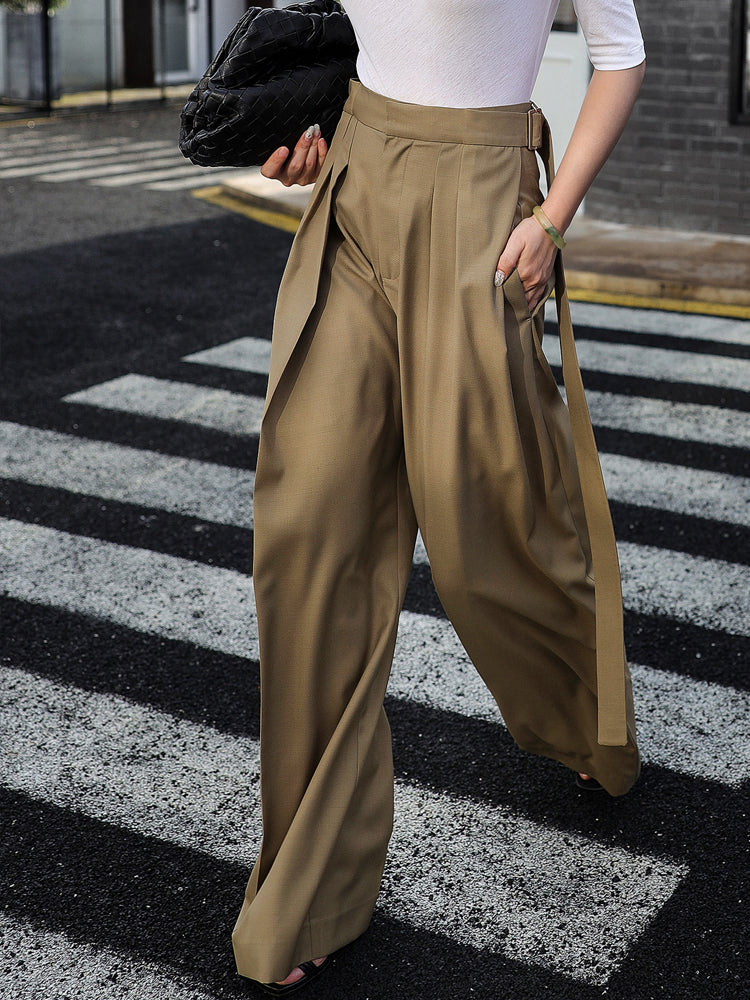 Oversized Tied Wide Leg Dress Pants - Takermore