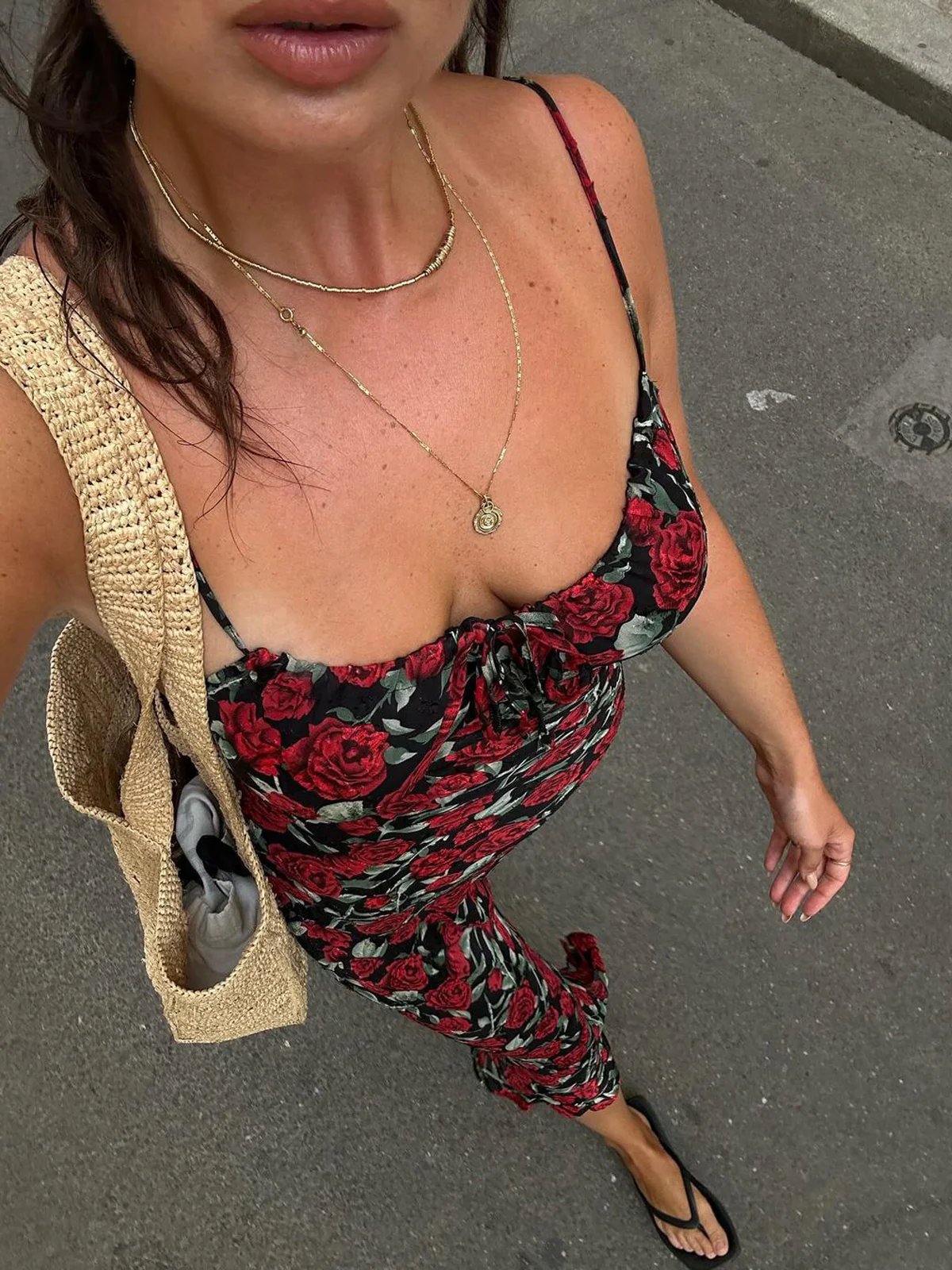 Bulgarian Roses Floral Cami Long Dress - Takermore