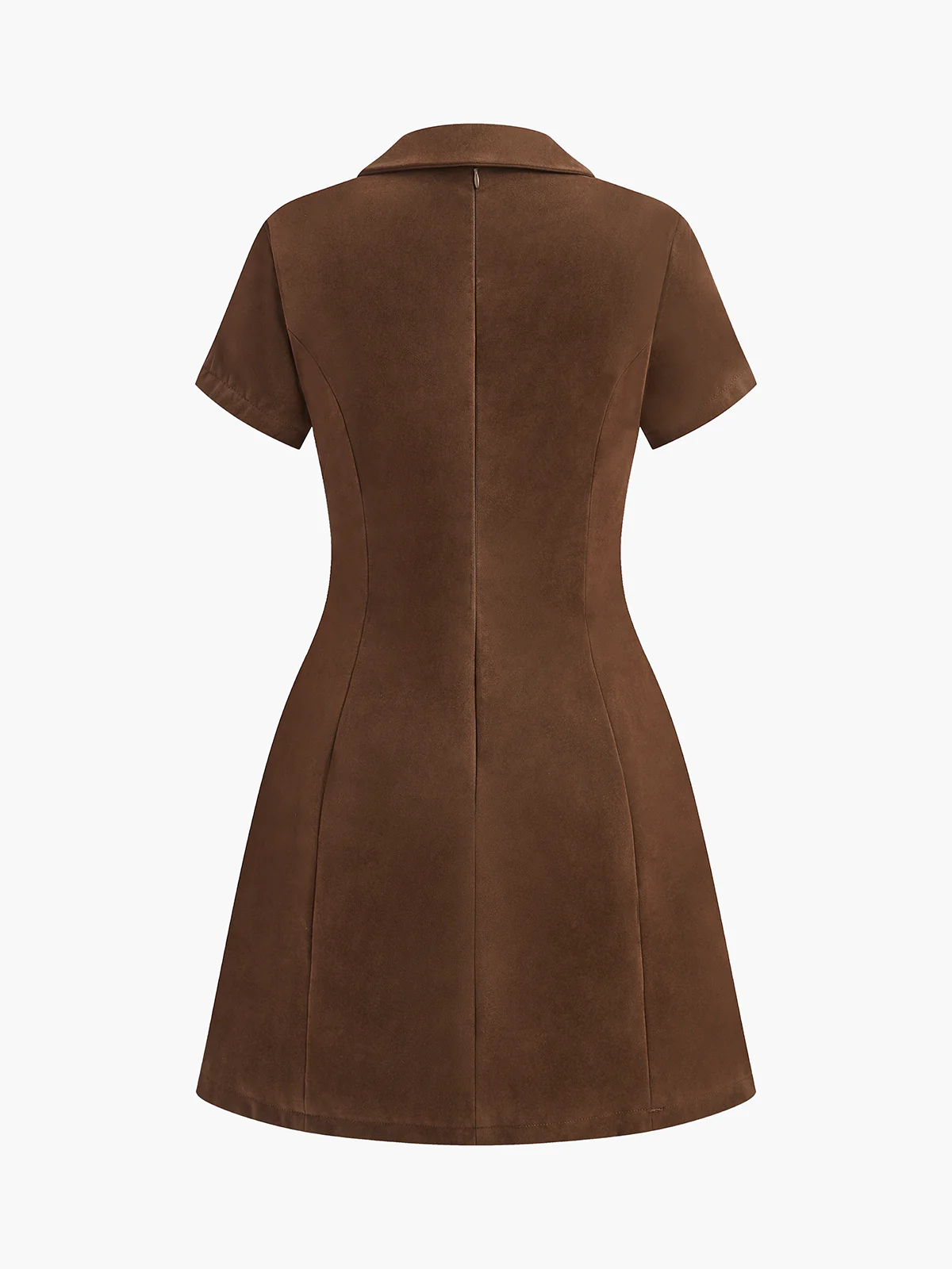 V-Neck Short Sleeve Suede Dress - Takermore