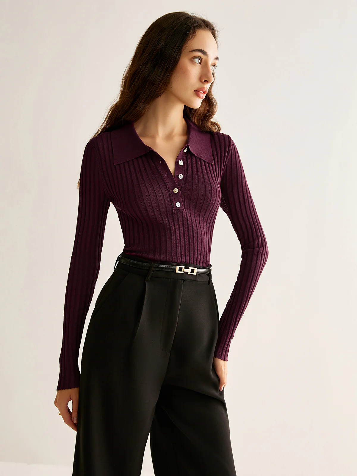 High Stretch Lapel Knit Top - Takermore