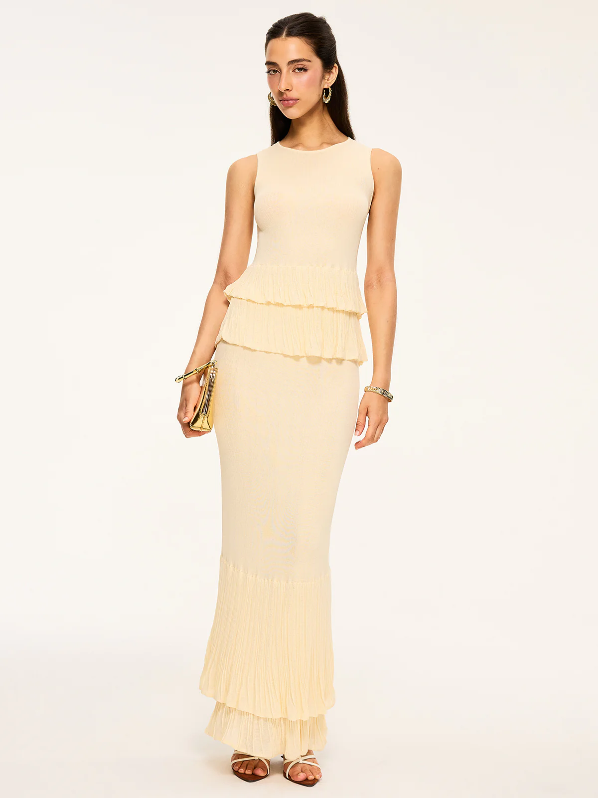 Pleated Hem Maxi Skirt - Takermore