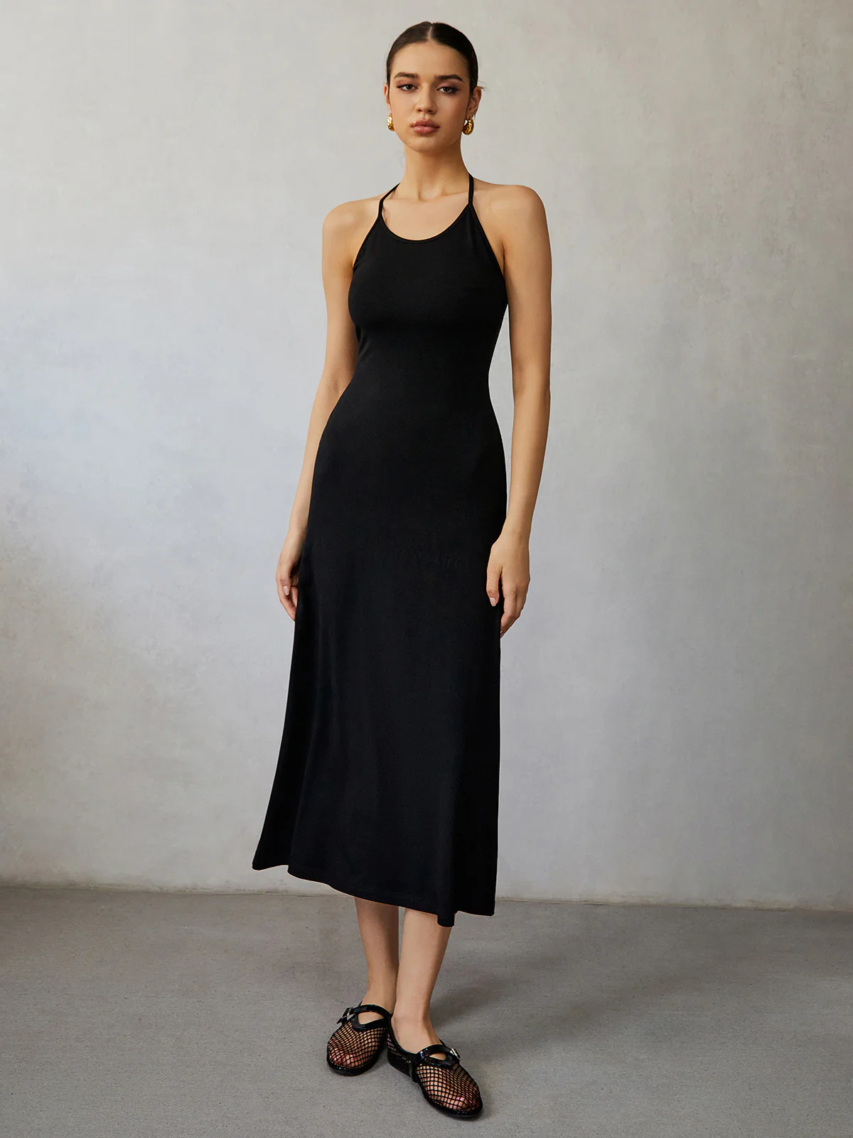 Halter Backless Midi Dress - Takermore