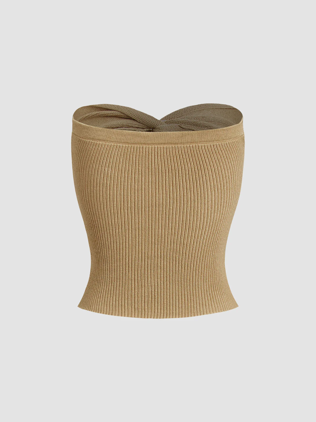 Sweetheart Twist Ribbed Crop Tube Strapless Top - Takermore