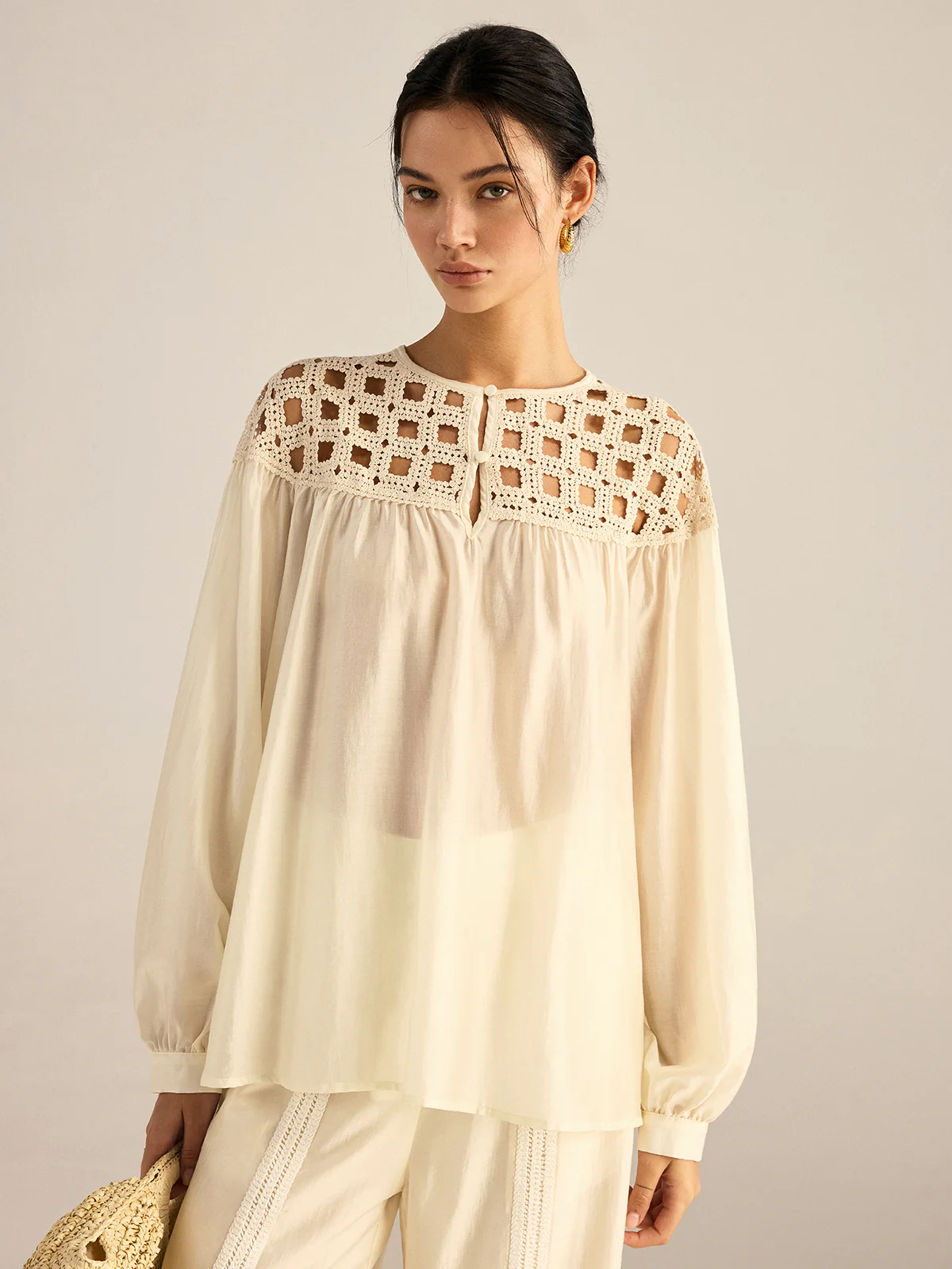 Crochet Tencel Blouse - Takermore