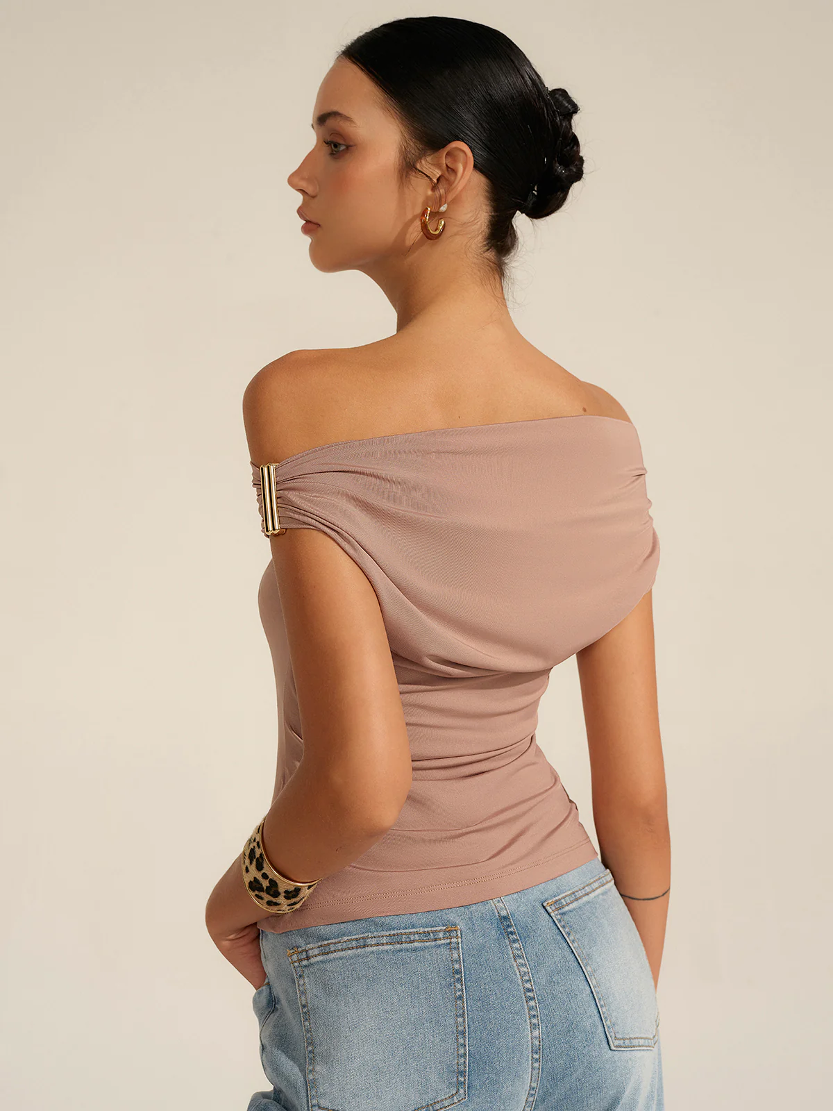 Ruched One-Shoulder Top - Takermore