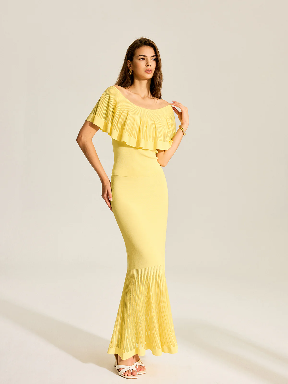 Tulle-Paneled Knitted Skirt - Takermore