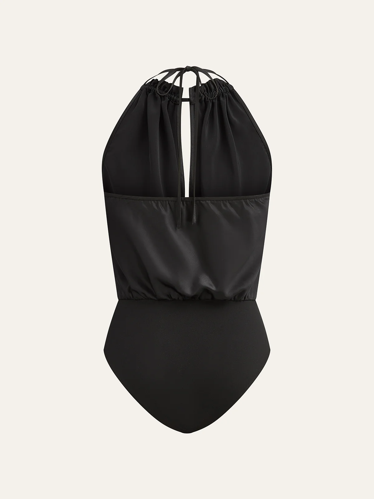 Satin Draped Halter Bodysuit - Takermore
