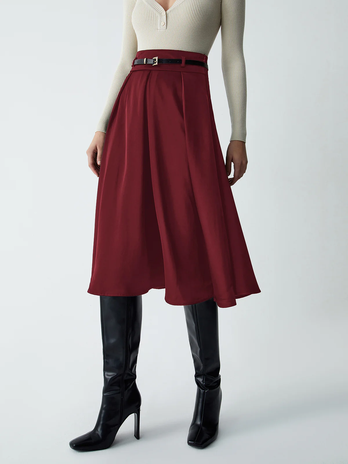 Old Money Aesthetics Belted Skirt - Takermore