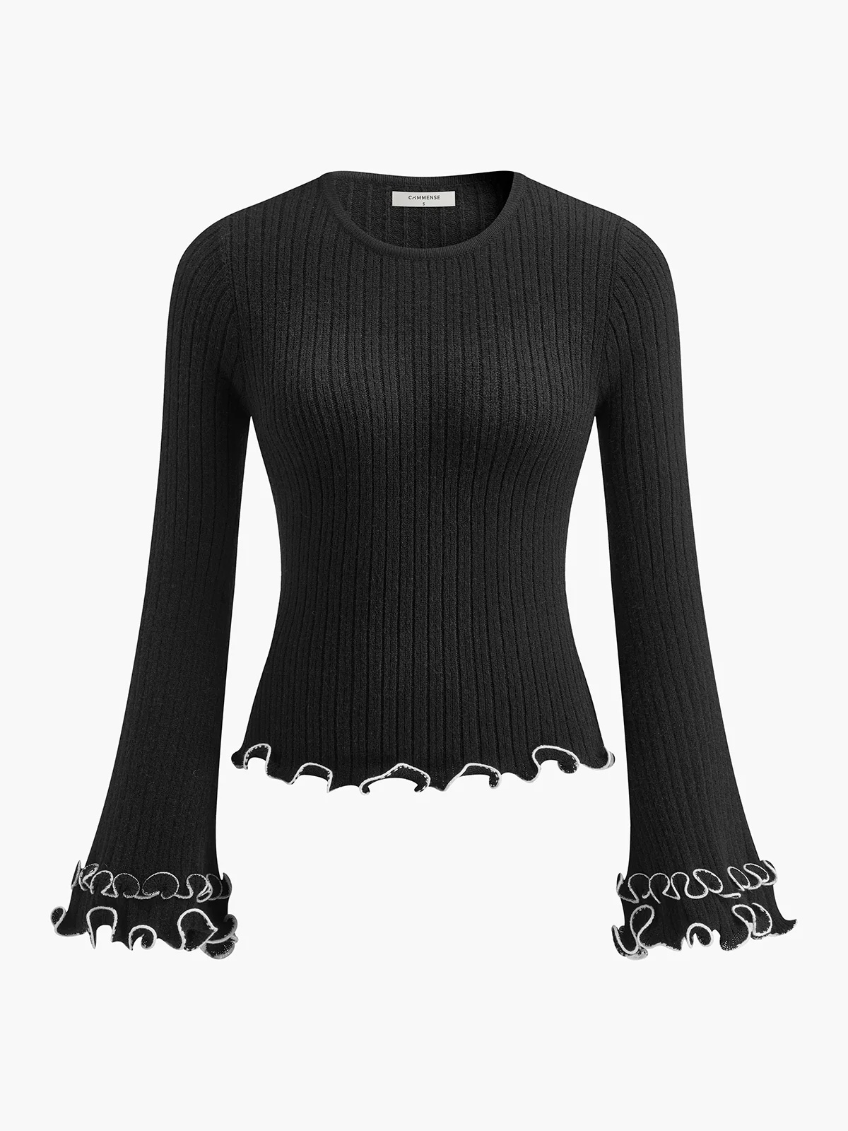 Contrast Ruffle Sweater - Takermore