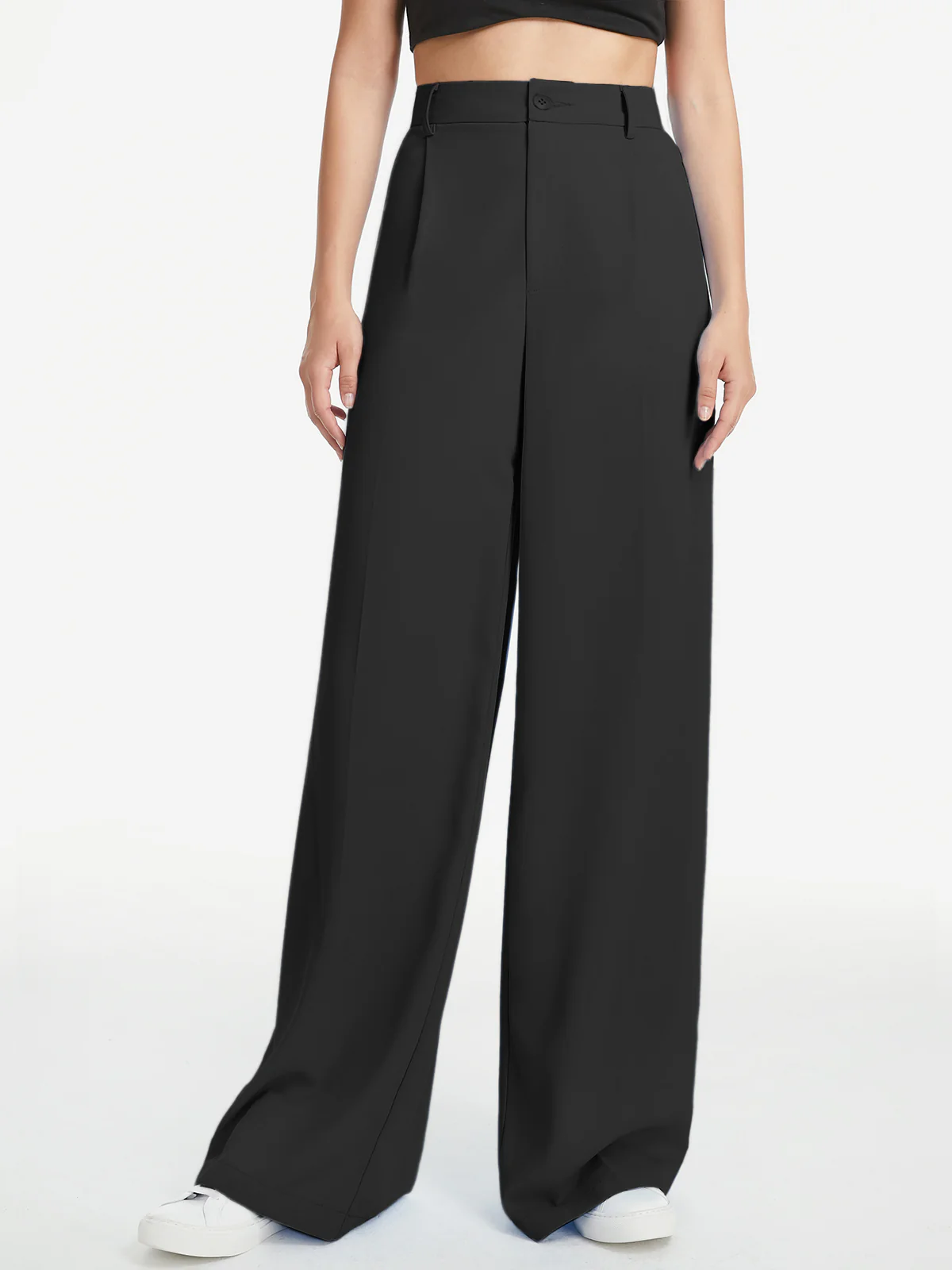 High Waisted Wide Leg Relaxed Fit Trousers - Takermore