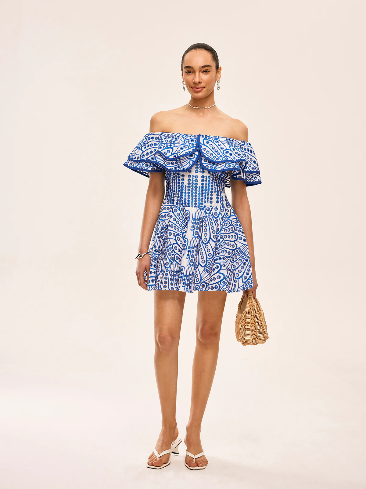Semi-Sheer Off-Shoulder Ruffled Dress - Takermore
