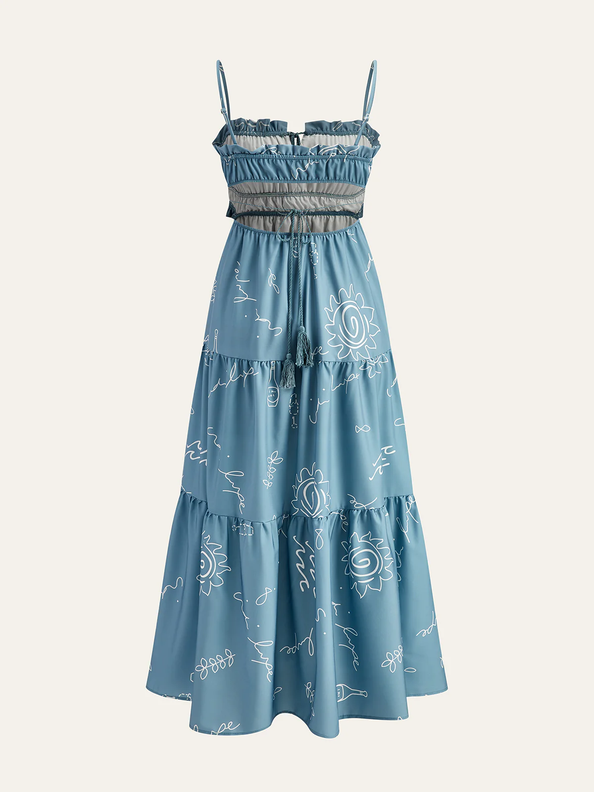 Printed Spaghetti Strap Tiered Maxi Dress - Takermore