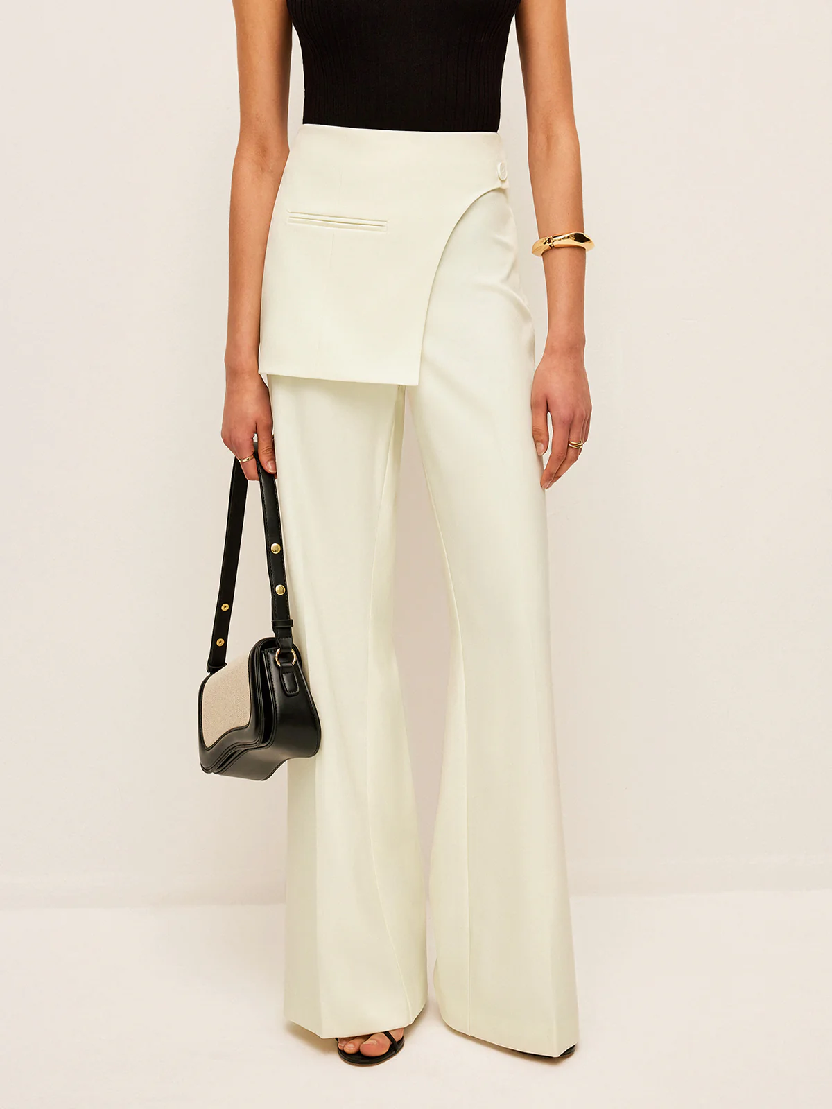 Mid-Waist Pockets Pants With Wrap Detail - Takermore