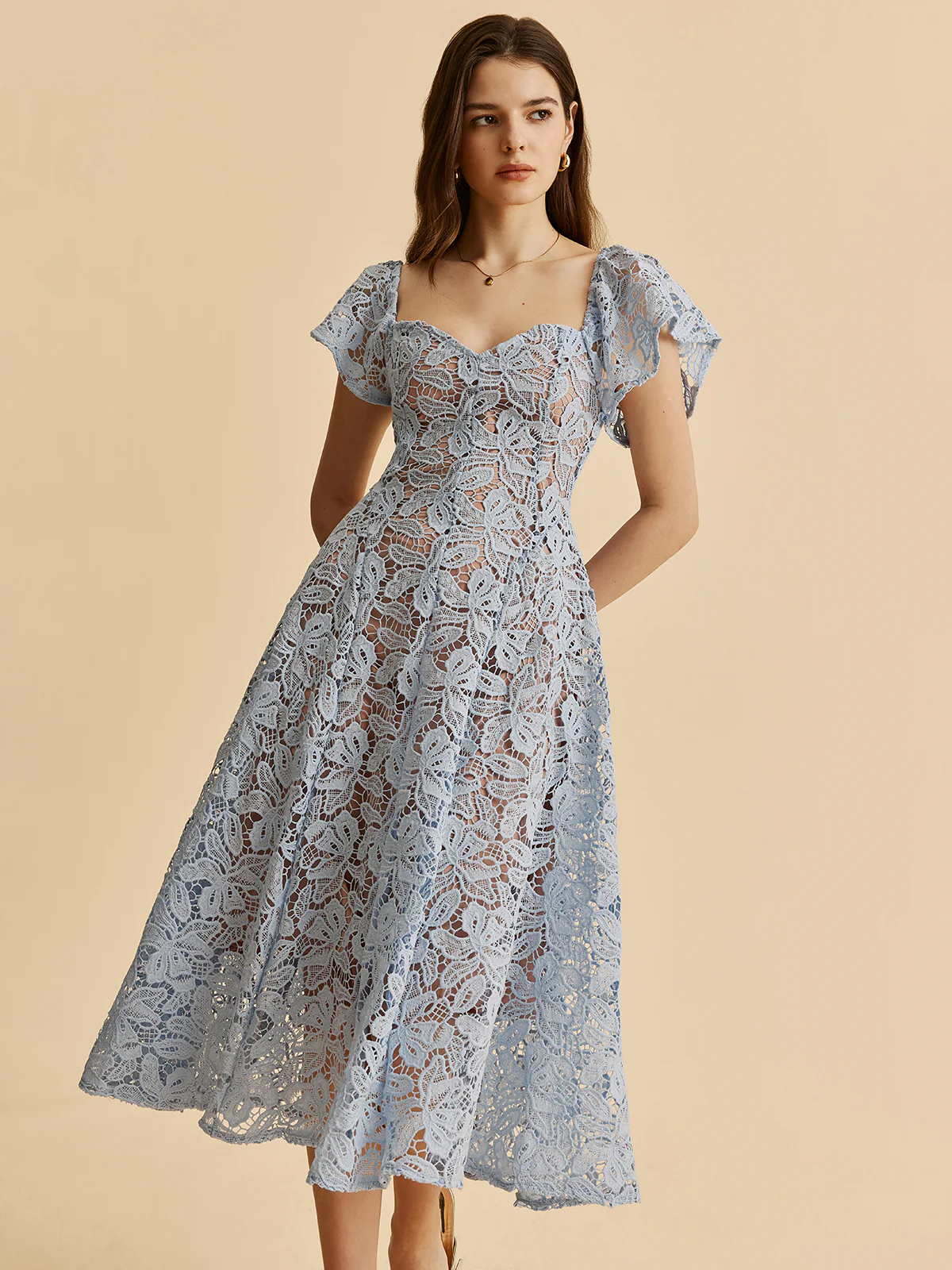 Sweetheart Neck Lace Dress - Takermore