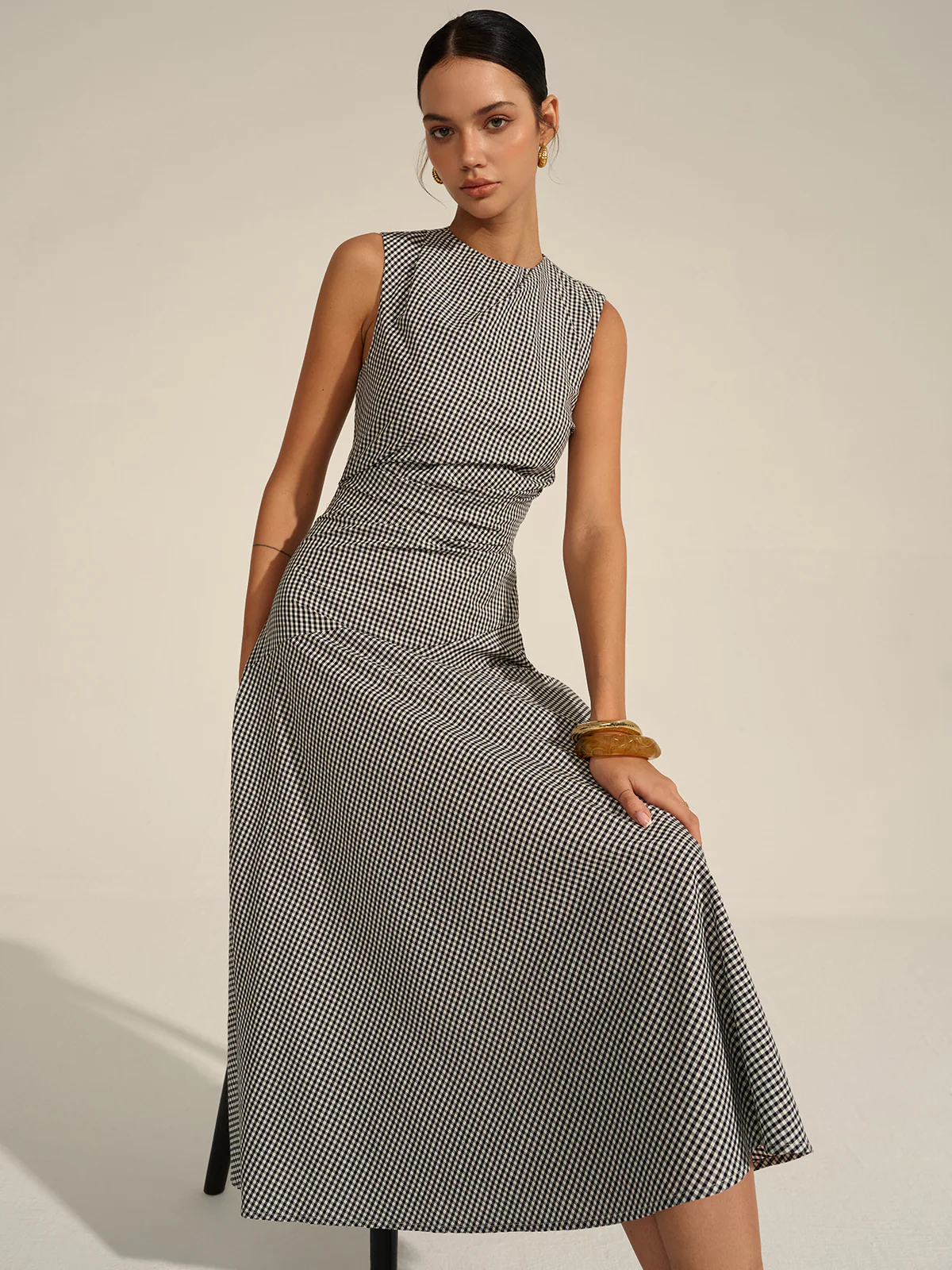 Gingham Midi Dress - Takermore