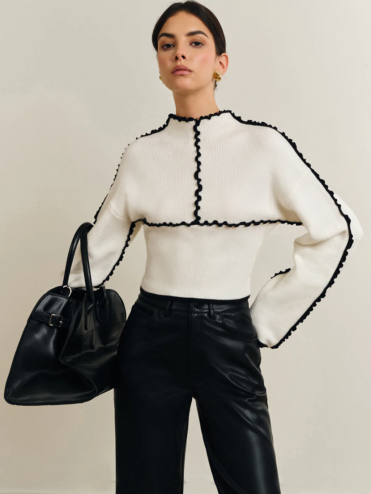 Ribbed Lettuce Trim Knit Top - Takermore