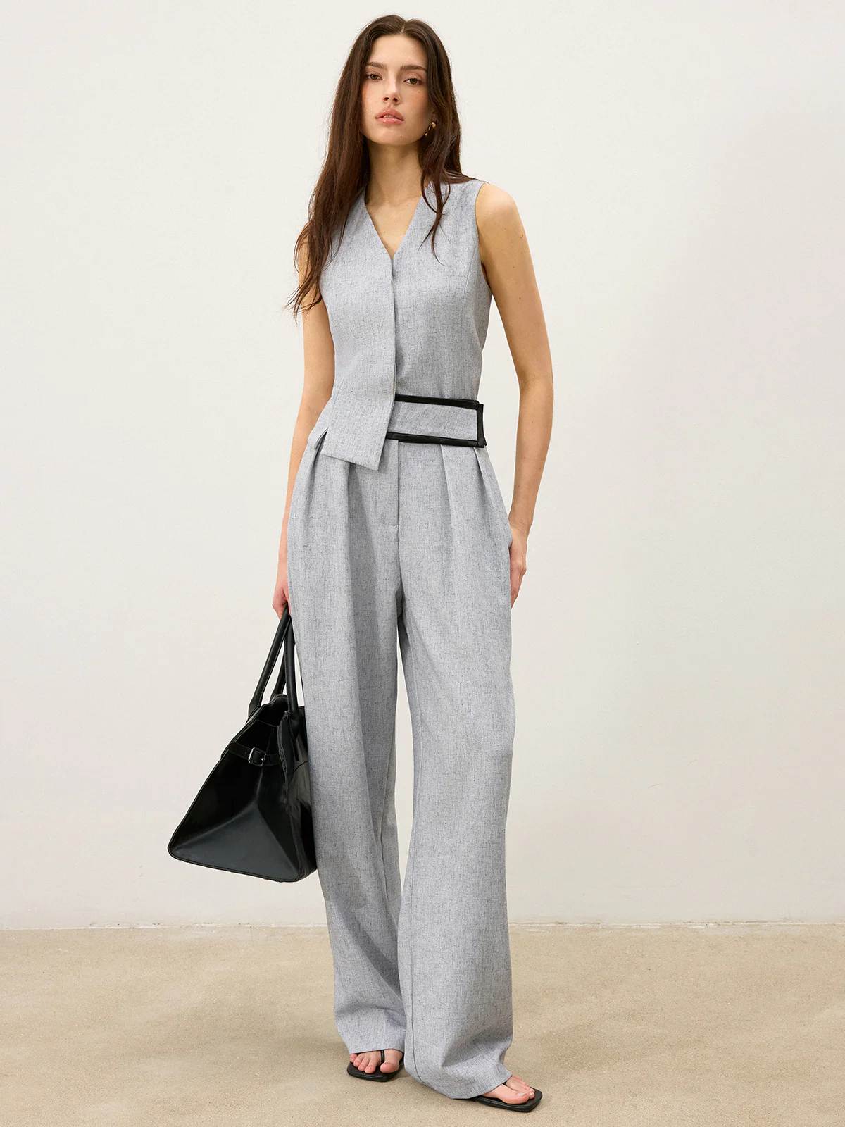 Back Buttons Slit Hem Vest - Takermore