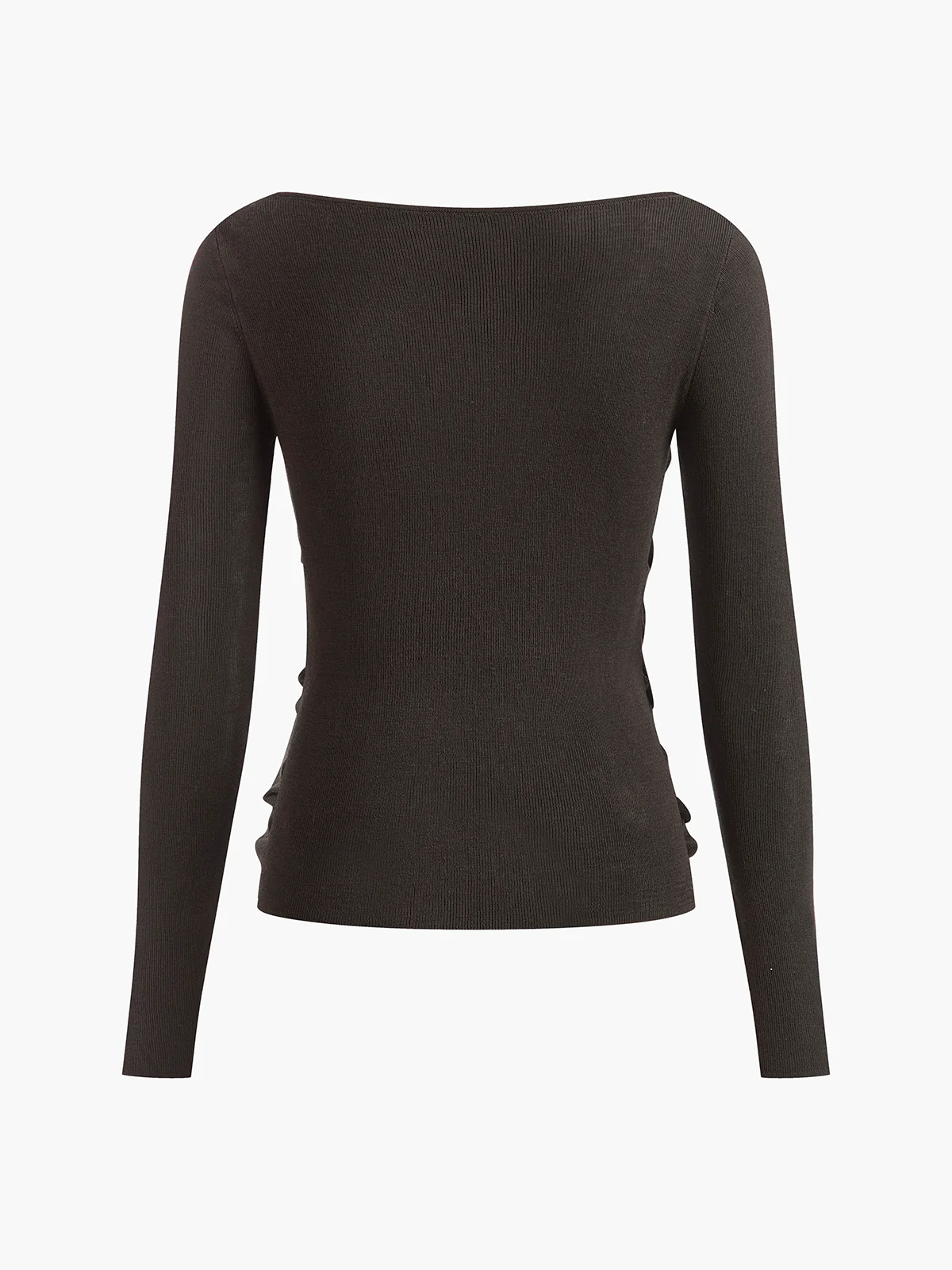 Side Pleated Slim Knit Top - Takermore