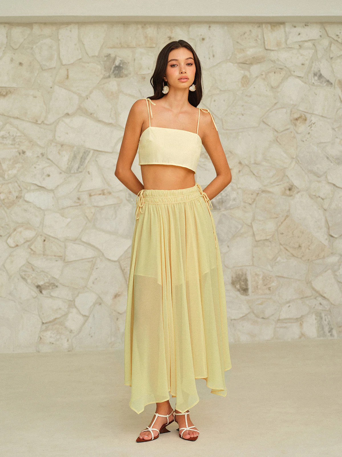 Drawstring Waist Maxi Skirt - Takermore