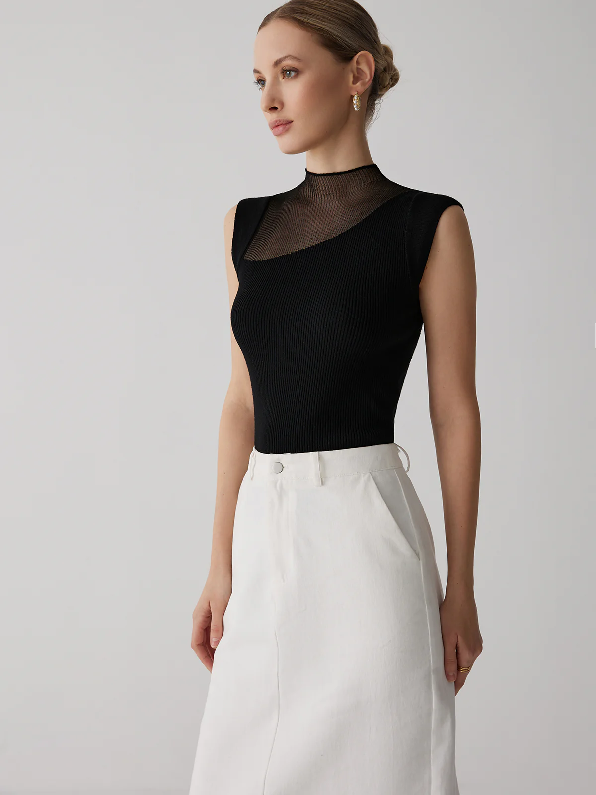 Mesh Patchwork Sleeveless Top - Takermore