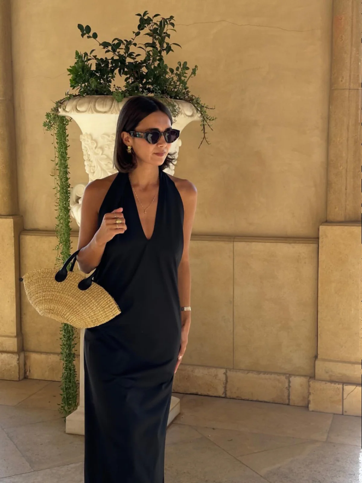 Halter Backless Satin Long Dress - Takermore