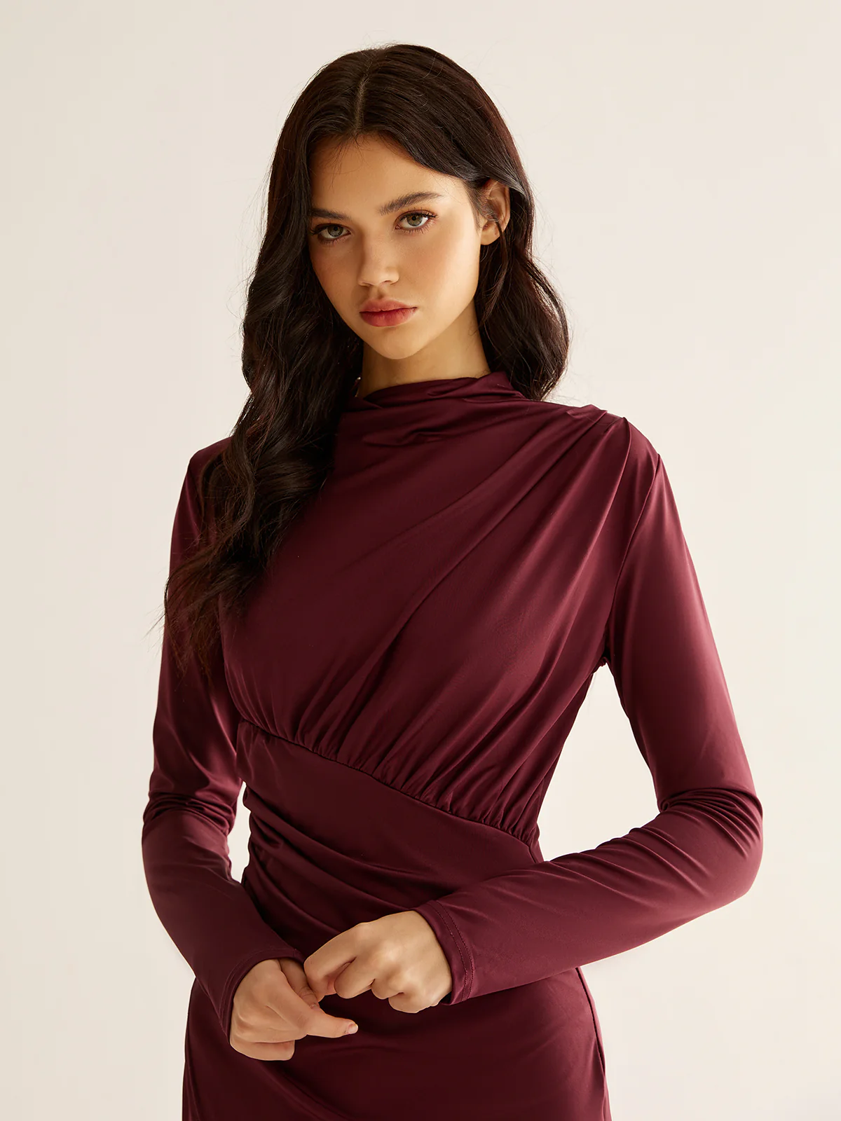 Elegant Pleated Split Dress - Takermore
