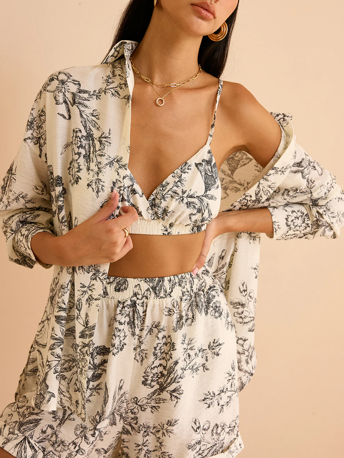 Floral Print Three-Piece Set - Takermore