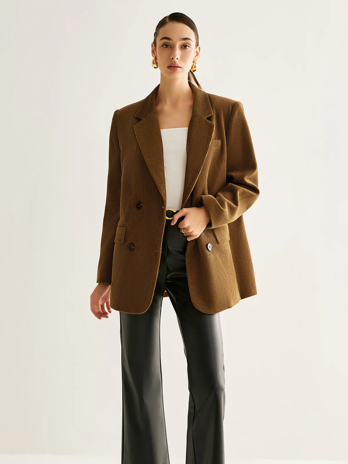 Cotton Corduroy Button Blazer - Takermore