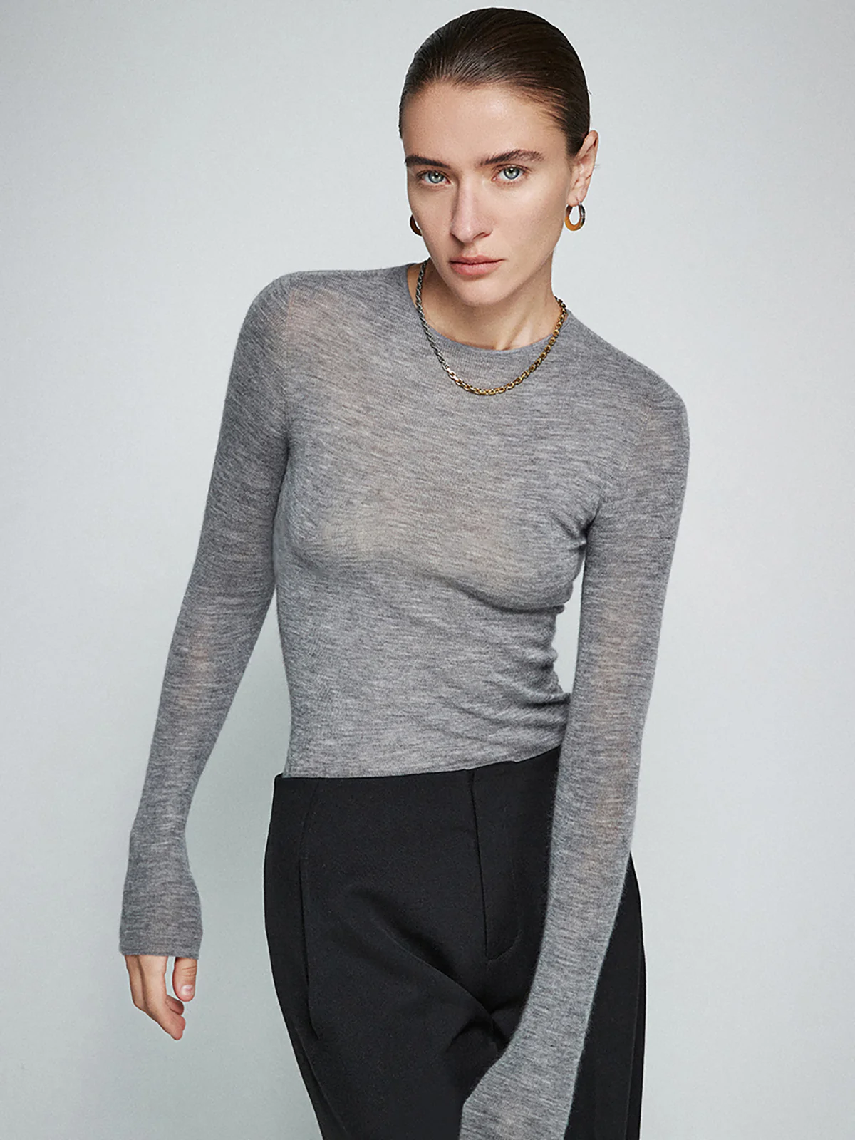 Wool-Blend Minimalist Skinny Knit Top - Takermore