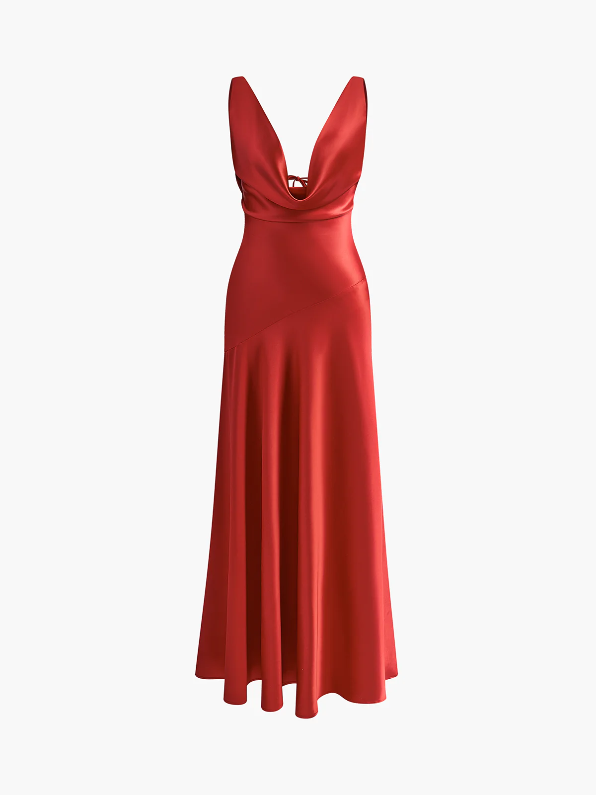 Pleated Backless Satin Tank Long Dress - Takermore
