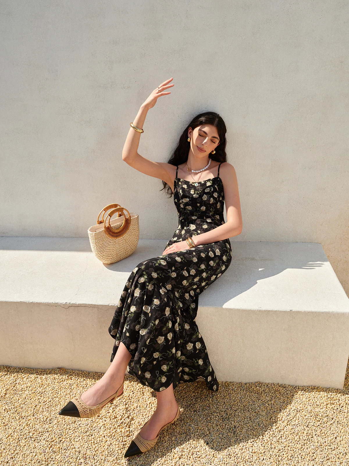 Floral Ruffle Hem Dress - Takermore