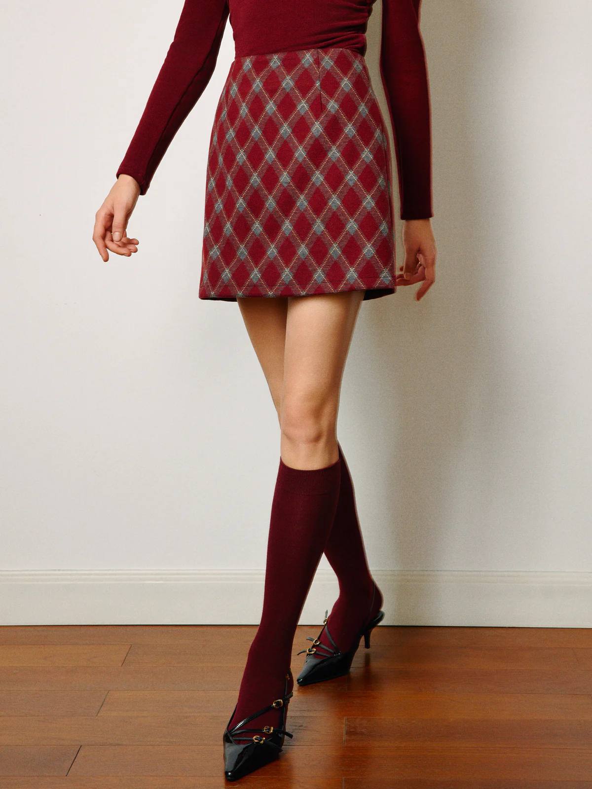 Mid-Waist Tweed Zipper Skirt - Takermore